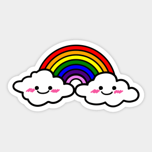 Classic Kawaii Rainbow with Clouds Sticker